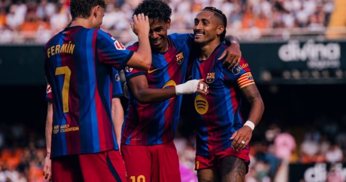 حسم برشلونة مباراته أمام فالنسيا على ملعب ميستايا بخماسيةٍ نظيفة يوم الأحد، ليبتعد في صدارة الدوري الإسباني بر
