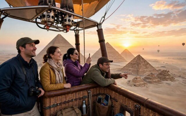 أهرامات الجيزة من علوّ مئةٍ وخمسين متراً: مصر تختبر منطاداً مثبّتاً في رحلةٍ من ربع ساعة، و«أوراسكوم» تعترض على الموقع